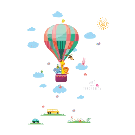 Decoratieve muurstickers - kleurrijke ballonnen / wolken / dierenMuurstickers