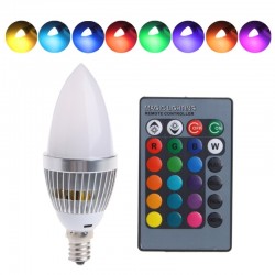 E12 E14 3W RGB LED 15 - kaarslamp met afstandsbediening - van kleur wisselendE14