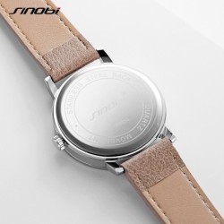 SINOBI - stylish quartz watch - leather strap - smile face designWatches