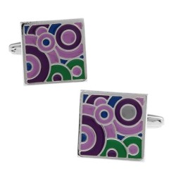 Fashionable square cufflinks - purple mosaic