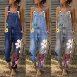 Zomer lange jumpsuit - jeans romper - bloemen bedruktJumpsuits