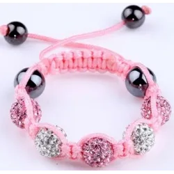 Stijlvolle armband met kristal / zwarte kralen - verstelbaar - 4 stuksArmbanden