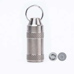 Medicine / pills storage box - waterproof container - with key ring - titanium alloy