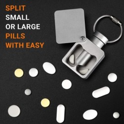 Aufbewahrungsbox für Pillen – Separator – Pillenschneider – wasserdichter Behälter – mit Schlüsselring – Aluminiumlegierung