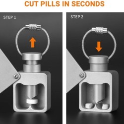 Aufbewahrungsbox für Pillen – Separator – Pillenschneider – wasserdichter Behälter – mit Schlüsselring – Aluminiumlegierung