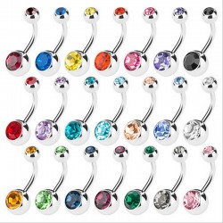 Navel ring - with a crystal - piercing - 5 - 8 mm - 10 pieces