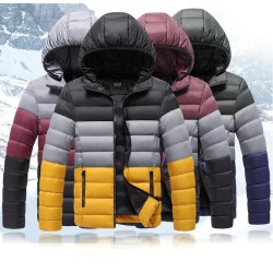 Down warm jacket - with hood - windproof - slim fit