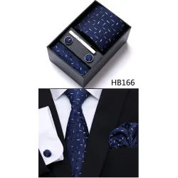 Elegante zijden set - stropdas - zakdoek - manchetknopen - dasclipManchetknopen