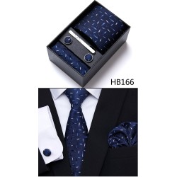 Elegantes Seidenset - Krawatte - Einstecktuch - Manschettenknöpfe - Krawattennadel