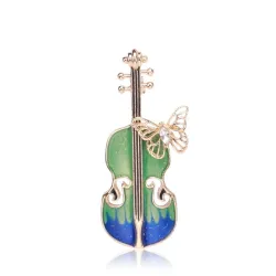Stijlvolle broche met gitaar & kristallen vlinderBroches