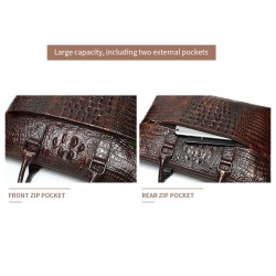 Luxe leren handtas - met schouderband - krokodillenleer patroon - echt leerTassen