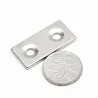N35 - neodymium magneet - sterk blok - 40 * 20 * 3mm - met dubbel 5mm gat - 2 stuksN35