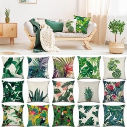 Dekorativer Kissenbezug – tropische Pflanzen – Kaktus – Monstera – grünes Palmblatt – 45 cm * 45 cm