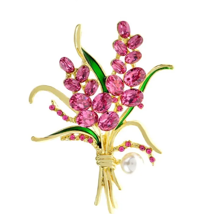 Luxe broche - roze kristallen bloemenBroches