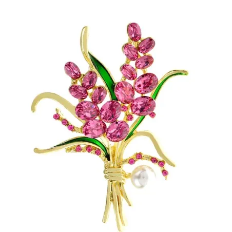 Luxe broche - roze kristallen bloemenBroches