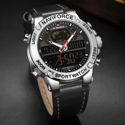 NAVIFORCE - modieus sporthorloge - quartz - analoog - leren band - waterdichtHorloges