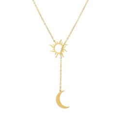Trendige Halskette aus Edelstahl - Mond & Stern