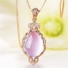 Elegante Halskette aus Roségold - Anhänger in Form eines Wassertropfens - Kristalle - rosafarbener Opal