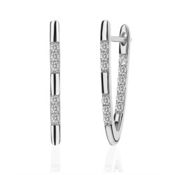Fashionable V shaped earrings - with cubic zirconia
