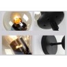 Retro-Wandleuchte - Eisenlampe mit Kugelglas - Einzel- / Doppelkopf - E27