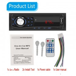 Bluetooth car radio - din 1 - MP3 - AUX - USB - FM - 12VDin 1