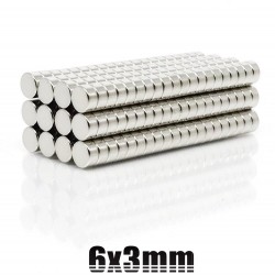 N35 - neodymium magneet - ronde schijf - 6mm * 3mm - 100 stuksN35