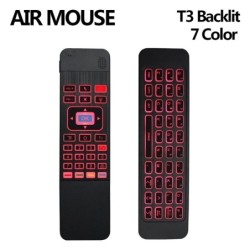 T3 6-Achsen-Gyro – Air Mouse – 2,4 G – kabellos – 7-farbige Hintergrundbeleuchtung – intelligente Fernbedienung – mit QWERTZ-Tas