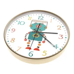 Stylish kids wall clock - quartz - retro robot designClocks