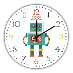 Stylish kids wall clock - quartz - retro robot designClocks