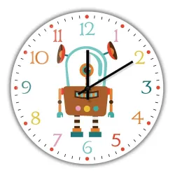 Stylish kids wall clock - quartz - retro robot designClocks