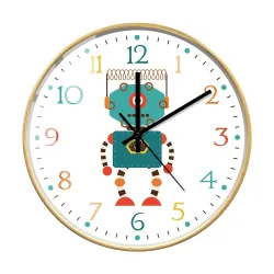 Stylish kids wall clock - quartz - retro robot designClocks