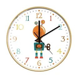 Stylish kids wall clock - quartz - retro robot designClocks