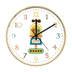 Stylish kids wall clock - quartz - retro robot designClocks