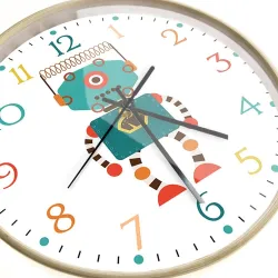 Stylish kids wall clock - quartz - retro robot designClocks
