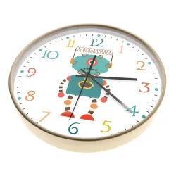 Stylish kids wall clock - quartz - retro robot designClocks