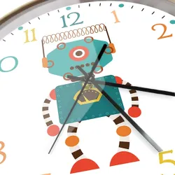 Stylish kids wall clock - quartz - retro robot designClocks
