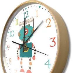 Stylish kids wall clock - quartz - retro robot designClocks