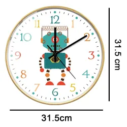 Stylish kids wall clock - quartz - retro robot designClocks