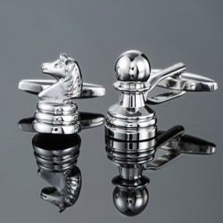 Modieuze zilveren manchetknopen - schaakdesign