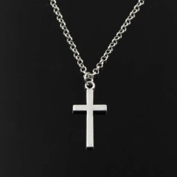 Classic silver necklace with cross - unisex