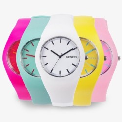 GENEVE - kleurrijk siliconen horloge - quartz - ultradun - unisexHorloges