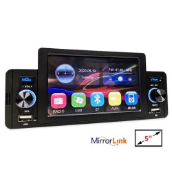 Autoradio - M160 - remote - camera - 1 Din - 5 inch - Mirror Link - Bluetooth - Android - IOS - dual USBDin 1