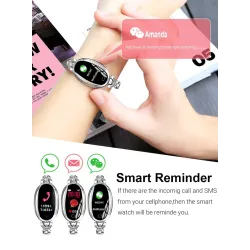 H8 Smart Watch - uitgeholde band met diamanten - hartslagmeter - fitnesstracker - waterdicht - Android - BluetoothSmart-Wear