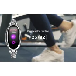 H8 Smart Watch - uitgeholde band met diamanten - hartslagmeter - fitnesstracker - waterdicht - Android - BluetoothSmart-Wear
