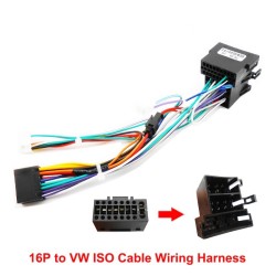 16 Pin naar VW kabelboom - stekker - ISO connector - voor 2 Din auto audio head unit - kabel adapter voor Volkswagen Golf Jet...