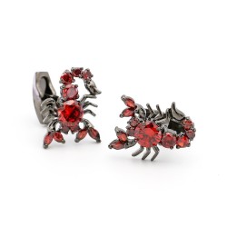 Luxurious cufflinks - silver crystal scorpions