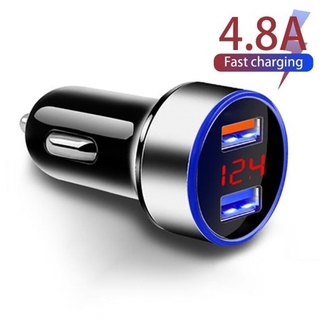 Universal car charger - dual USB - fast charging - aluminum - 4.8A - 5V