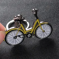 Gele fiets - metalen sleutelhangerSleutelhangers