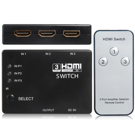3 zu 1 - HDMI-Umschalter mit Fernbedienung - HDMI-Splitter
