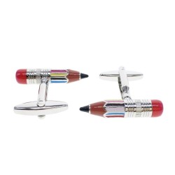 Zilveren manchetknopen - kleurrijke potlodenManchetknopen